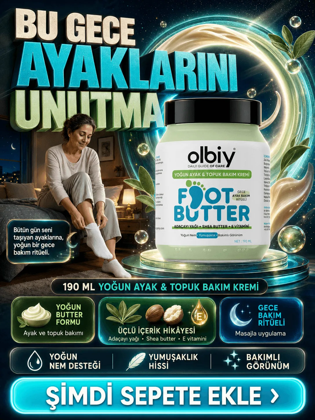 Olbiy Foot Butter kullanım sahnesi
